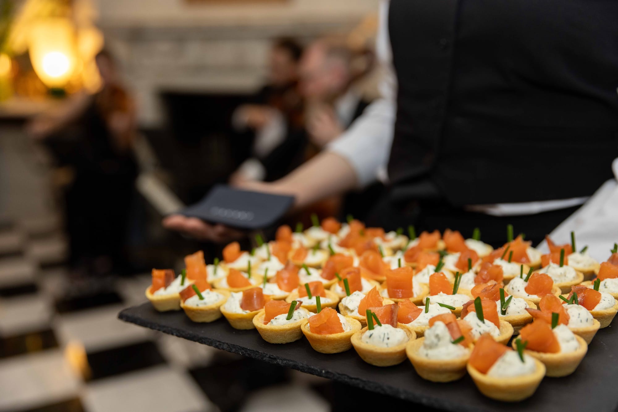 Canapes served during a conference event at No. 30 Knightsbridge