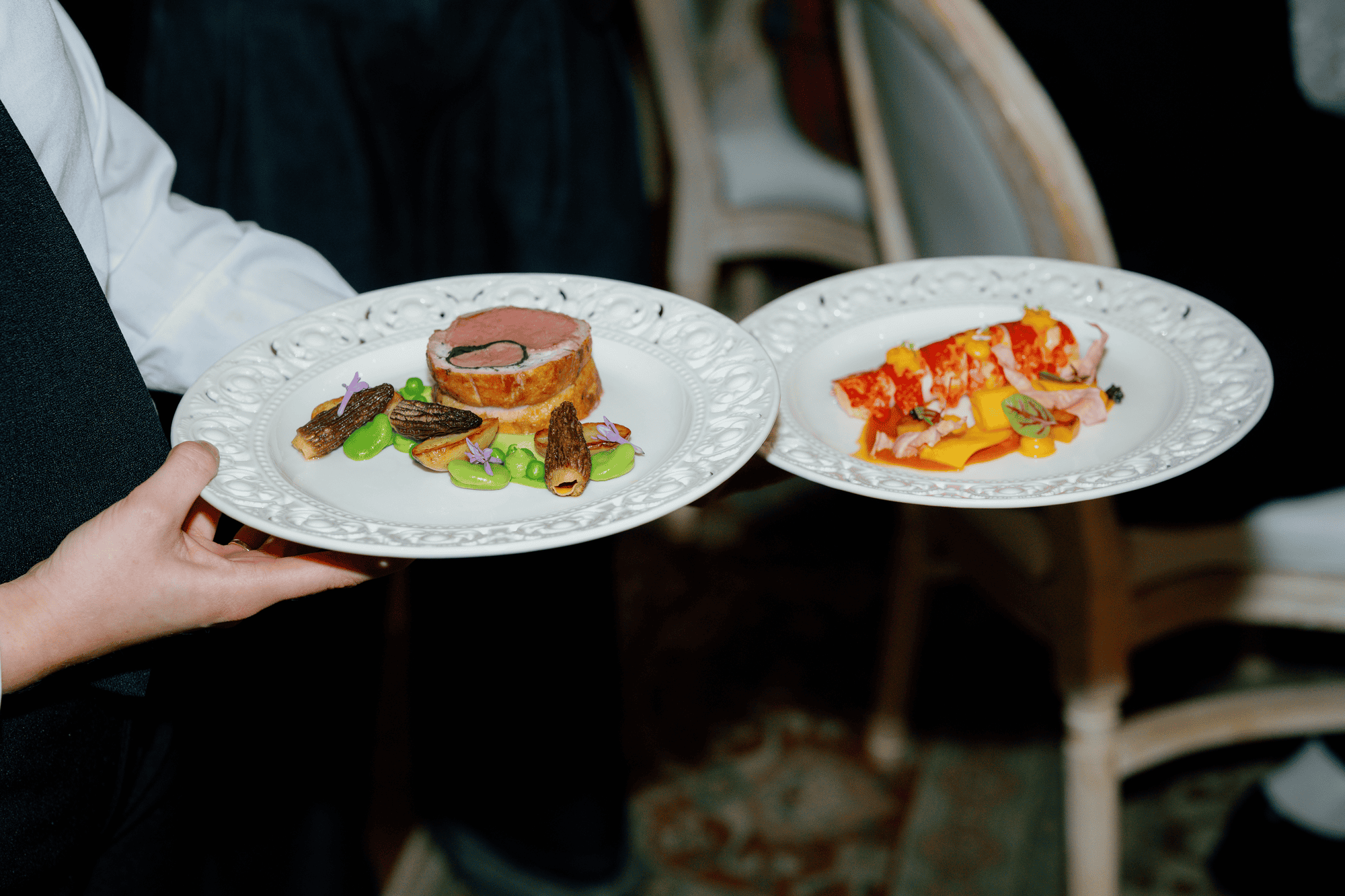 Plated dishes served at No. 30 Knightsbridge