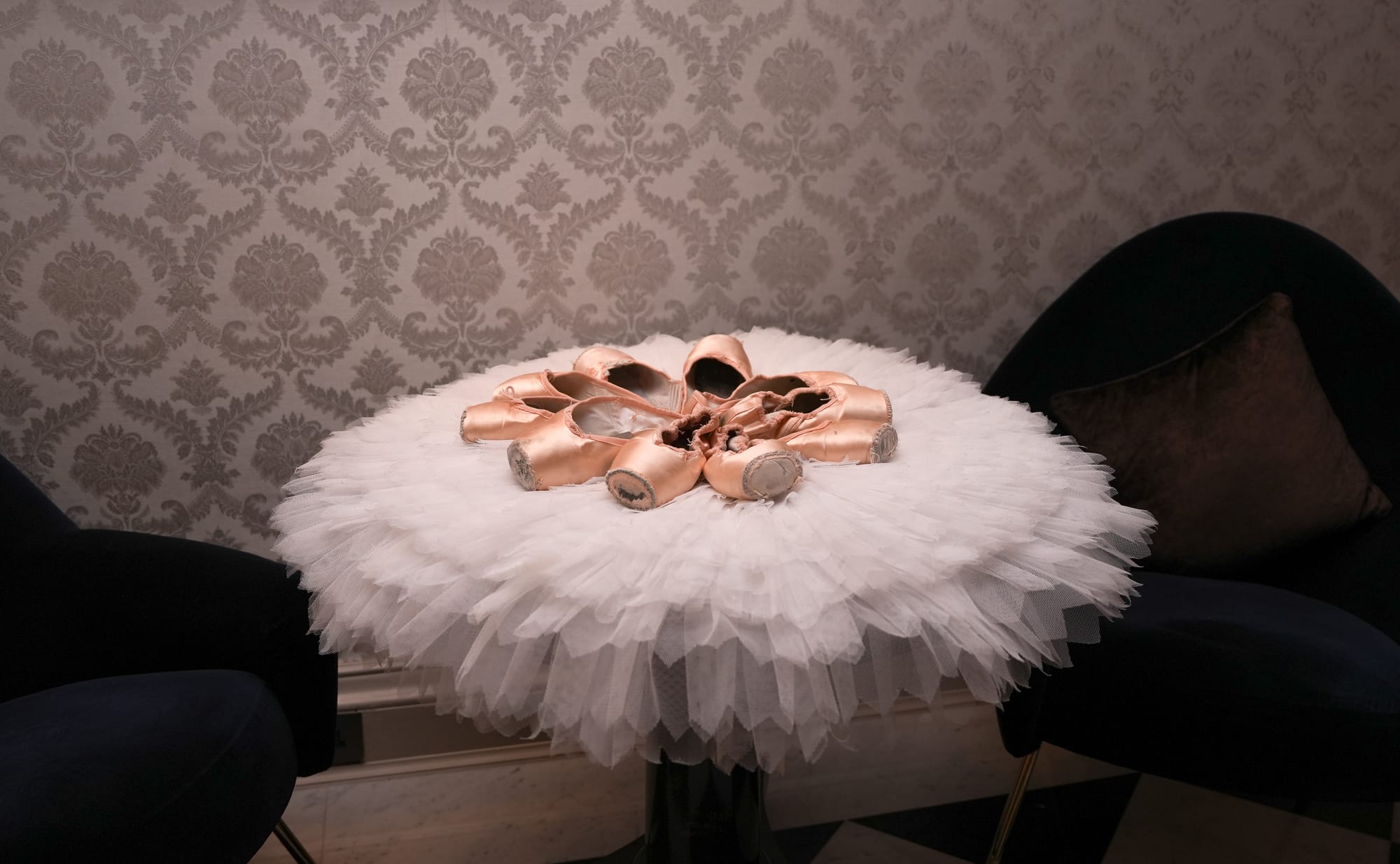 English National Ballet shoes displayed at No. 30 Knightsbridge